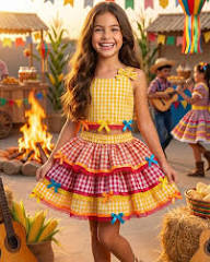 VESTIDO QUADRILHA INFANTIL